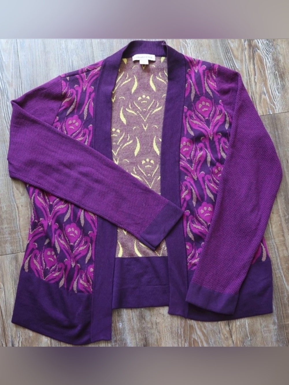 Coldwater Creek Purple Pink Knit Cardigan Silk Blend Art Teacher Womens Large 14